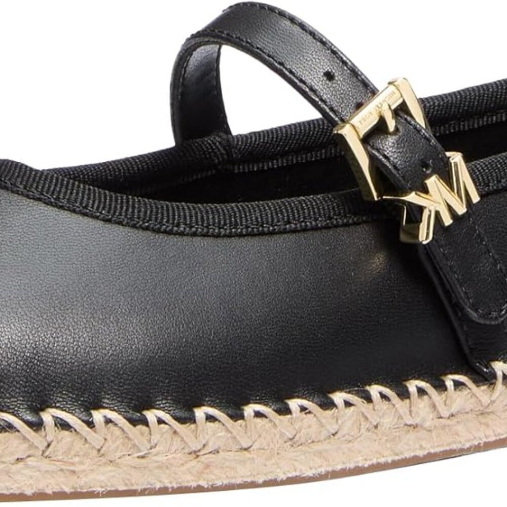 Women’s Leather Ballet Espadrille Size 6 Jute Sole Buckle Closure Stylish